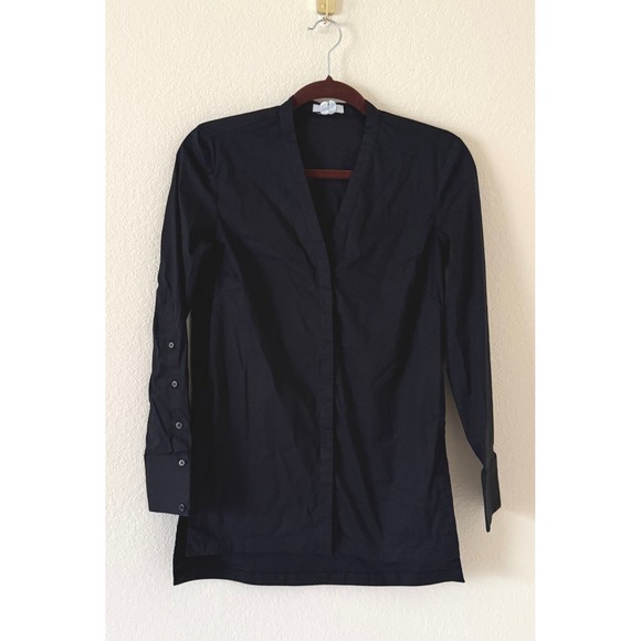 Helmut Lang Tops - Helmut Lang Guild Shirting Black V-Neck Long Sleeve Button Down Top Size XSP